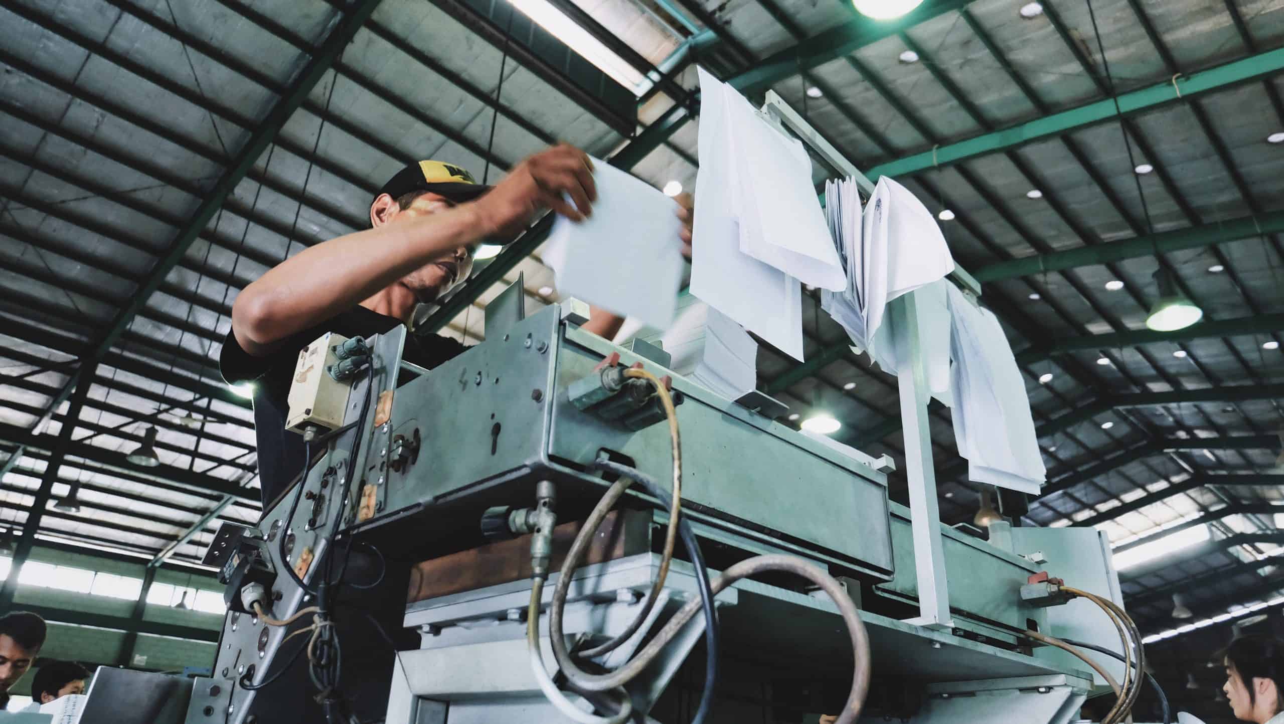 Person printing in a warehouse