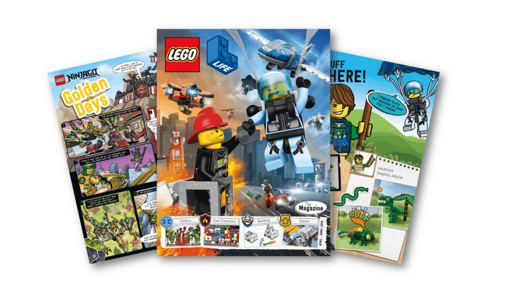 Three pages from Lego Life magazine