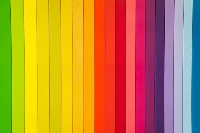 Colored sheets in the color of the rainbow