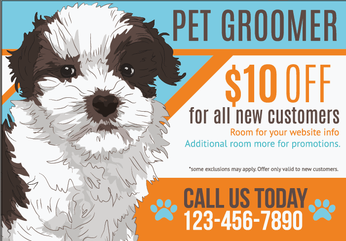 Mailing Service Postcard for a pet groomer