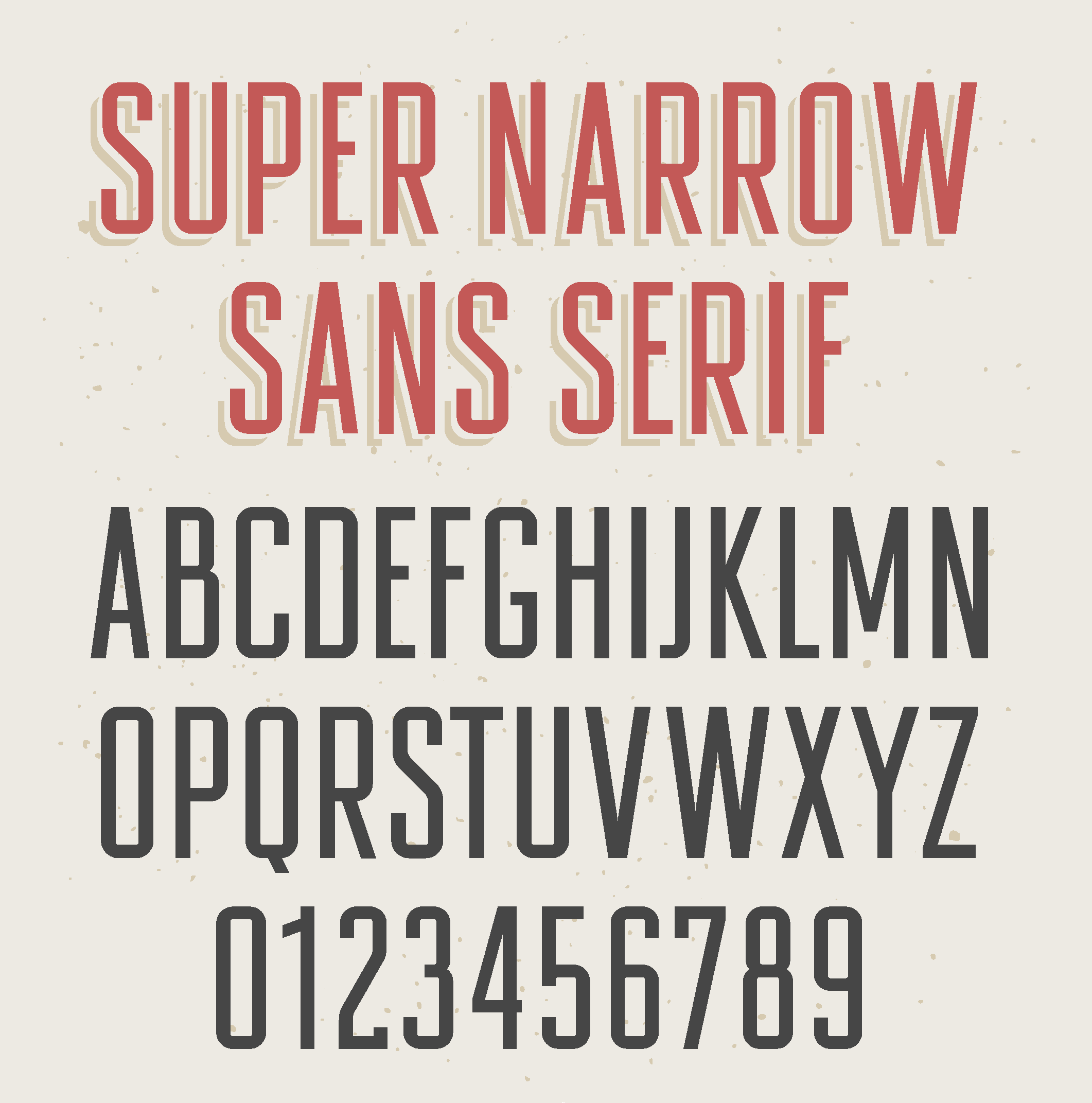 A chart of the alphabet in super narrow sans serif