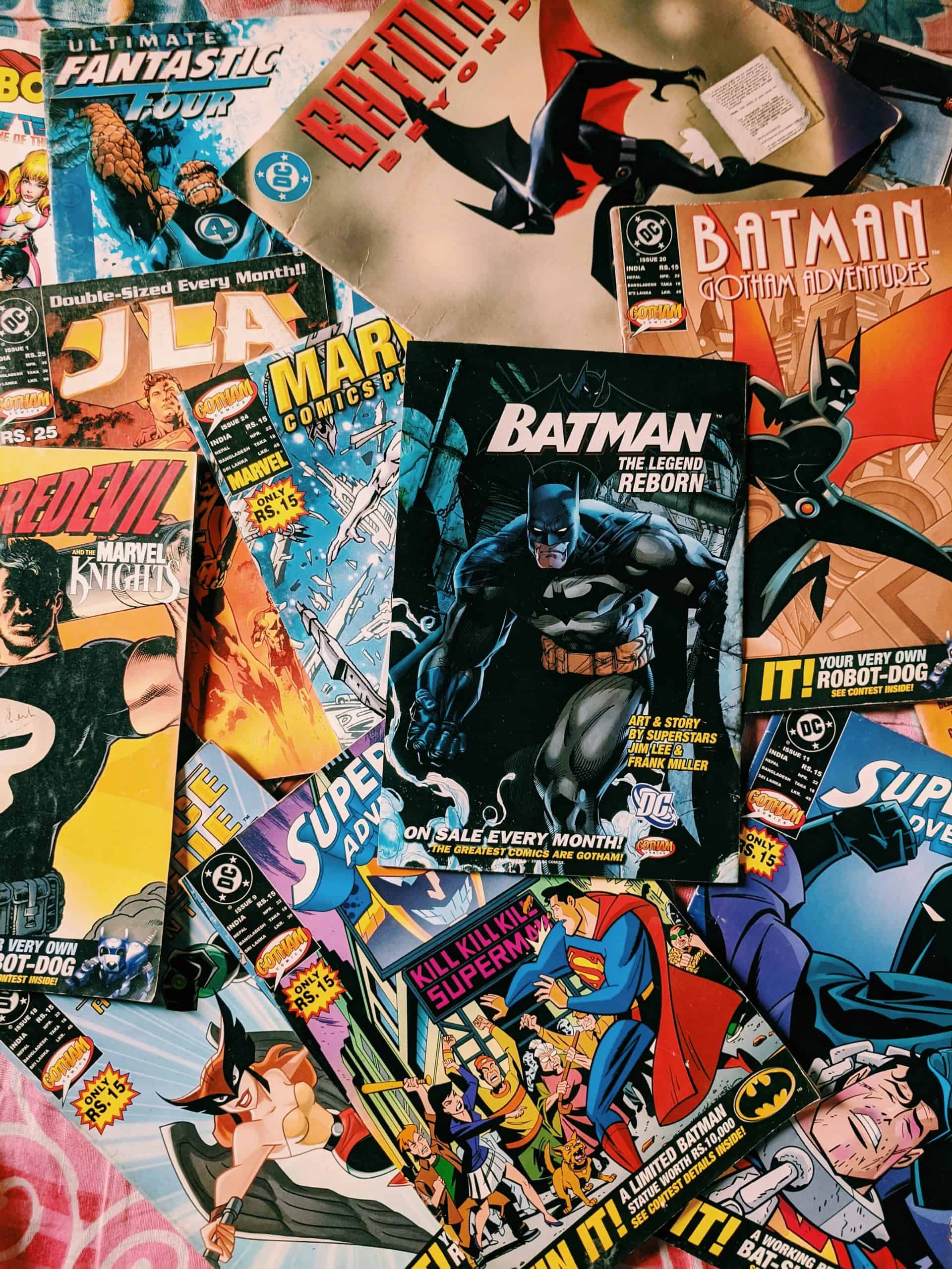 A pile of classic comic books