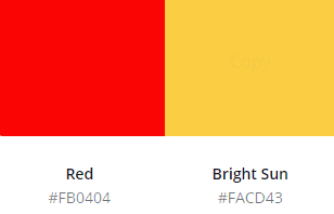 Two brand color boxes of red and yellow