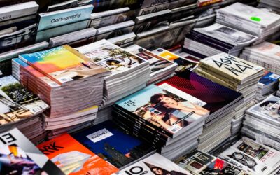 Stacks of catalogs and magazines