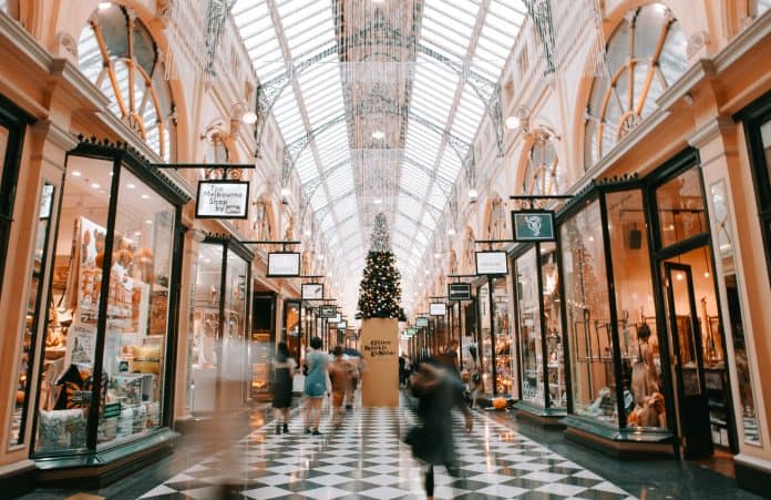 Shopping mall during the holidays