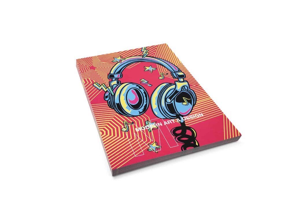 Standard postcard size pink with headphones design